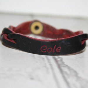 Beautiful black and red leather bracelet COLE By Leather Treaty 8"